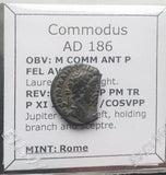 #N021# Roman silver denarius coin of Commodus from 186 AD