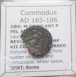 #N024# Roman silver fouree denarius coin of Commodus from 185-186 AD