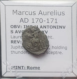 #N020# Roman silver fouree denarius coin of Marcus Aurelius from 170-171 AD