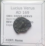 #N018# Roman silver fouree denarius coin of Lucius Verus from 169 AD