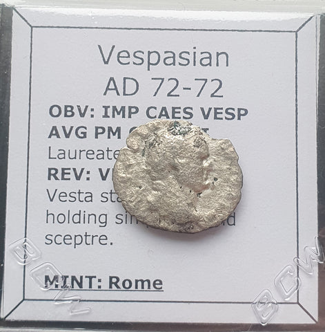 #N059# Roman silver denarius coin of Vespasian from 72-73 AD