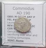 #N066# Roman silver denarius coin of Commodus from 190 AD