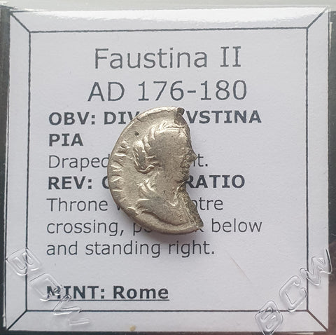 #N053# Roman Silver Denarius coin of Faustina II from 176-180 AD