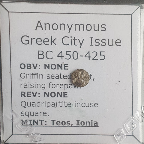 #N045# Silver Anonymous Greek city issue coin from Ionia, Teos 450-425 BC