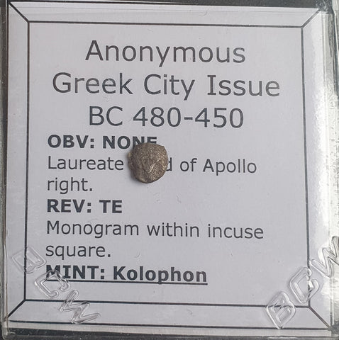 #L238# Anonymous silver Greek city issue Hemiobol from Kolophon, 480-410 BC