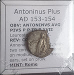 #M989# Roman silver denarius coin of Antoninus Pius from 153-154 AD