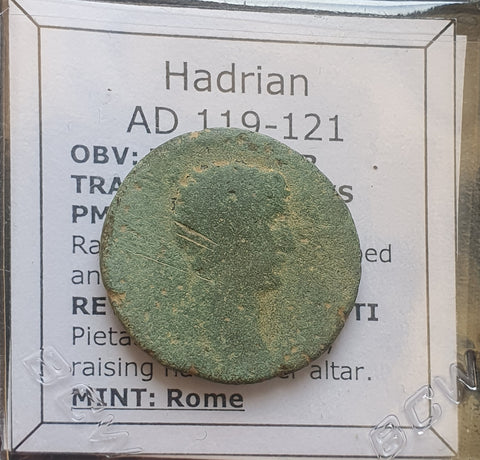 #N049# Roman Bronze Ae Dupondius coin of  Hadrian from 119-121 AD