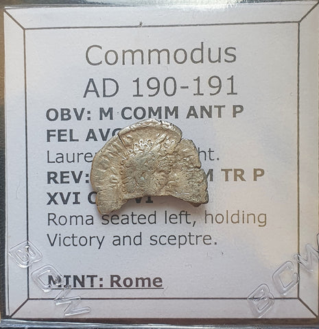 #N072# Roman silver denarius coin of Commodus from 190-191 AD