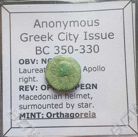 #L895# Anonymous Greek City Issue Bronze Coin of Orthagoreia from 350-330 BC