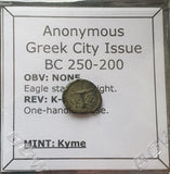 #L651# Anonymous Greek City Issue Bronze Coin of Kyme 250-200 BC