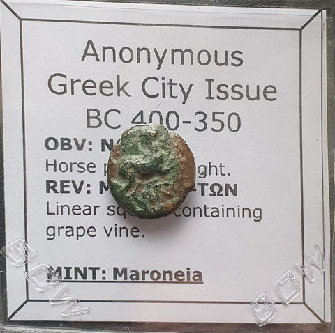 #L694# Anonymous Greek City Issue Bronze Coin of Maroneia from 400-350 BC