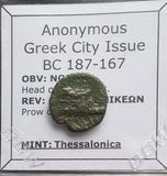 #L898# Anonymous Greek City Issue Bronze Coin of Thessalonica from 187-167 BC