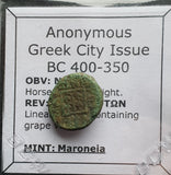 #L999# Anonymous Greek City Issue Bronze Coin of Maroneia from 400-350 BC