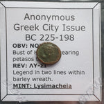 #L673# Anonymous Greek City Issue Bronze Coin of Lysimacheia from 225-198 BC