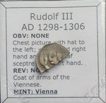 #M901# Bohemian silver 1 Pfennig coin of Rudolf I from 1298-1306 AD.