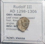 #M905# Bohemian silver 1 Pfennig coin of Rudolf I from 1298-1306 AD.