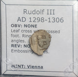 #M905# Bohemian silver 1 Pfennig coin of Rudolf I from 1298-1306 AD.