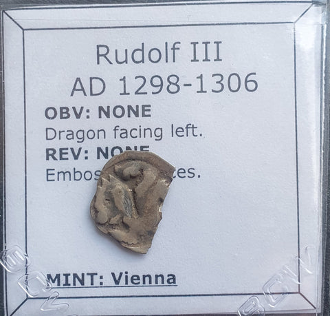 #M907# Bohemian silver 1 pfennig coin of Rudolf I from 1298-1306 AD