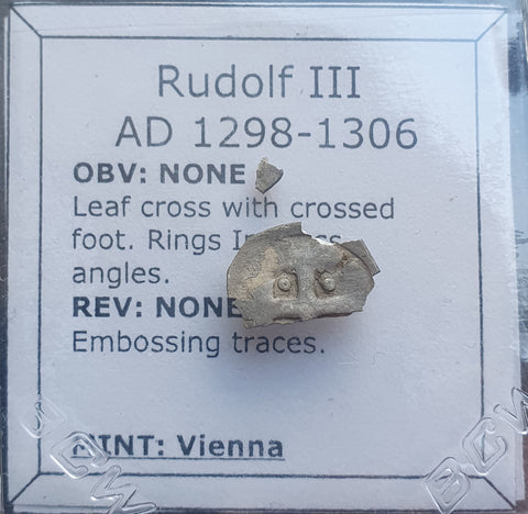 #M906# Bohemian silver 1 pfennig coin of Rudolf I from 1298-1306 AD