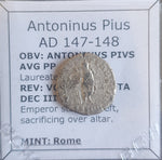 #N147# Roman silver denarius coin of Antoninus Pius from 147-148 AD