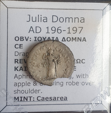 #N178# Rare Provincial Roman silver drachm coin of Julia Domna from 196-197 AD