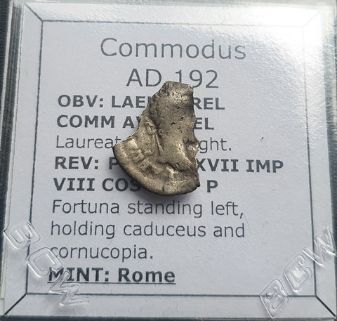 #N039# Roman silver denarius coin of Commodus from 192 AD