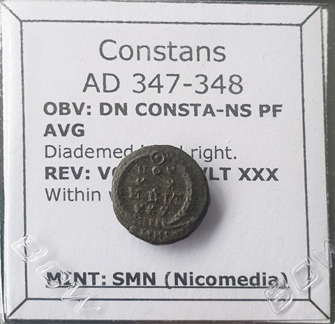 #M590# Roman Bronze coin issued by Constans from 347-348 AD