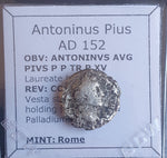 #N151# Roman silver denarius coin of Antoninus Pius from 152 AD