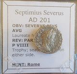 #N198# Roman silver fouree denarius coin of Septimius Severus from 201 AD