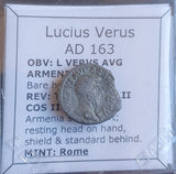 #L753# Roman silver denarius coin of Lucius Verus from 163 AD