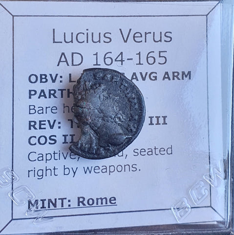 #N026# Roman silver fouree denarius coin of Lucius Verus from 165 AD