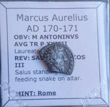 #M968# Roman silver denarius coin of Marcus Aurelius from 169-170 AD