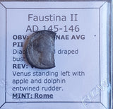 #M950# Roman silver denarius coin of Faustina II from 145-146 AD