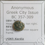 #N254# Anonymous Greek City Issue Bronze coin from Kardia 357-309 BC