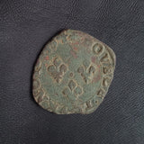 #N783# French copper double tournois coin of Charles X from 1594 AD