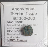 #N650# Anonymous Iberian Greek City Issue Bronze Coin of Ebusus (Ibiza) from 300-200 BC