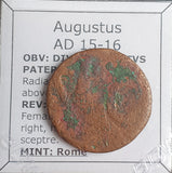 #N332# Roman Ae As coin of Augustus from 15-16 AD