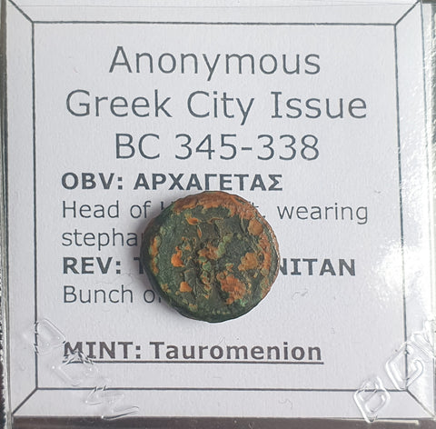 #N909# Anonymous Sicilian Greek coin from Tauromenion, 345-338 BC