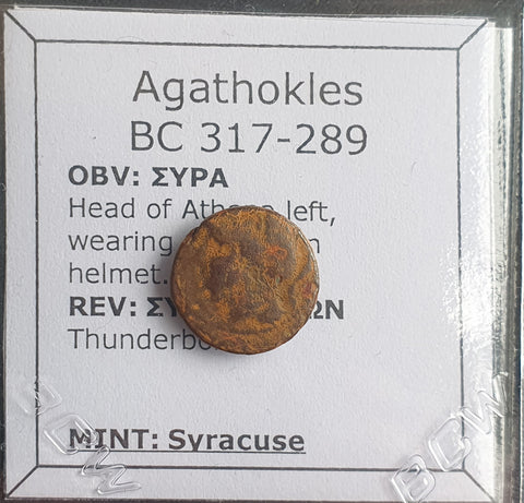 #N808# Sicilian Greek coin of Agathokles from Syracuse, 317-289 BC.
