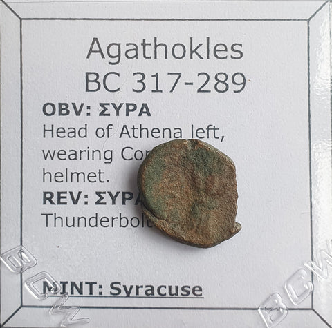 #N807# Sicilian Greek coin of Agathokles from Syracuse, 317-289 BC.