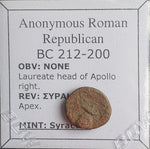 #N866# Anonymous Roman Republican issue bronze coin of Syracuse 212-200 BC