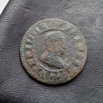 #N298# French copper double tournois coin of Henry IV from 1600 AD