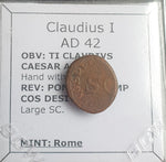 #K091# Roman Quadrans bronze coin of Claudius I from 41 AD