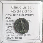 #N583# Roman Antoninianus coin of Claudius II from 268-270 AD (Virtus)