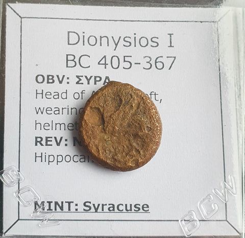 #N882# Sicilian Greek coin of Dionysios I from Syracuse, 405-367 BC.