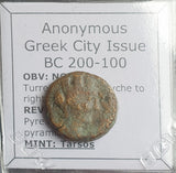 #N918# Anonymous Greek City Issue Bronze Coin of Tarsos from 200-100 BC