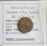 #N871# Anonymous Sicilian Greek coin from Tauromenion, 275-216 BC