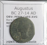 #N781# Roman provincial bronze coin of Augustus from BC 27-14 AD (Spain)