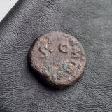 #K046# Roman Quadrans bronze coin of Claudius I from 41 AD