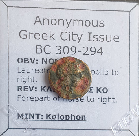 #N898# Anonymous Greek bronze coin from Kolophon from 309-294 BC